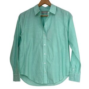 Everlane Button Down Shirt Woman’s Size 00 Green Striped Long Sleeve Casual NEW